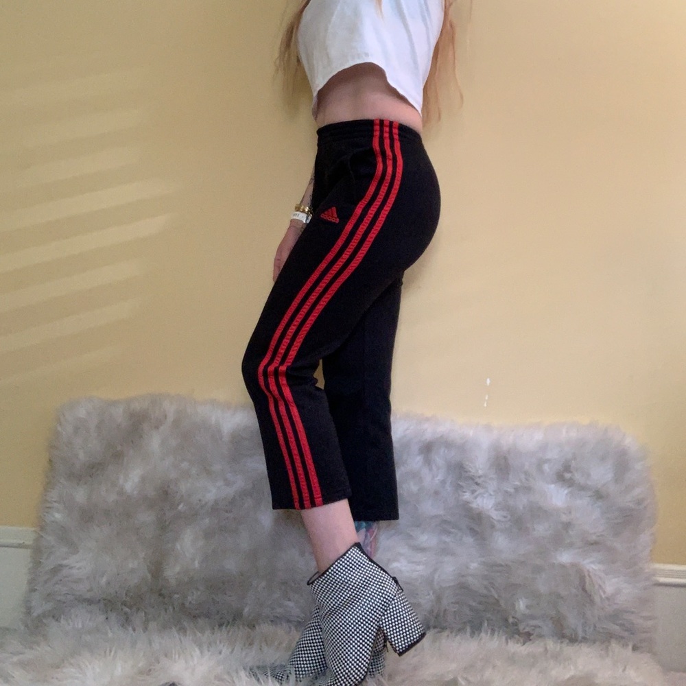 Classic Adidas track pants Red + Black youth med